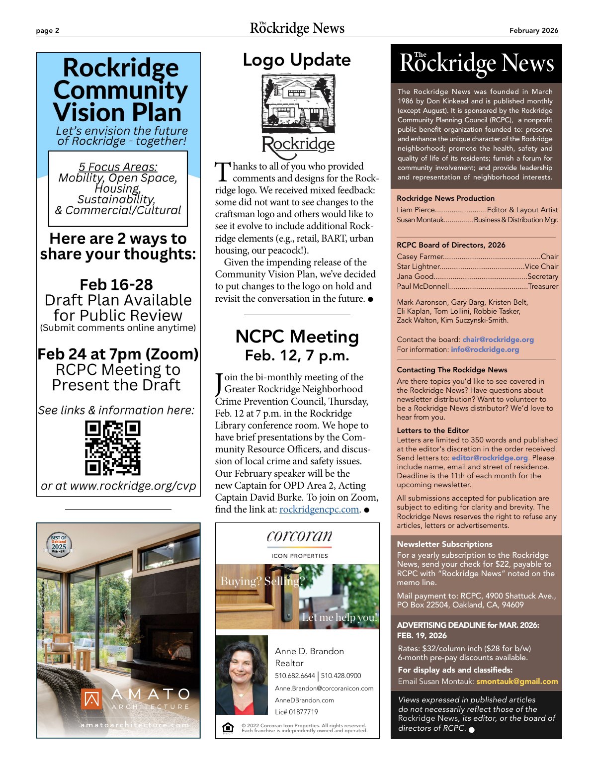 Click to zoom in The Rockridge News, February 2026, page 2