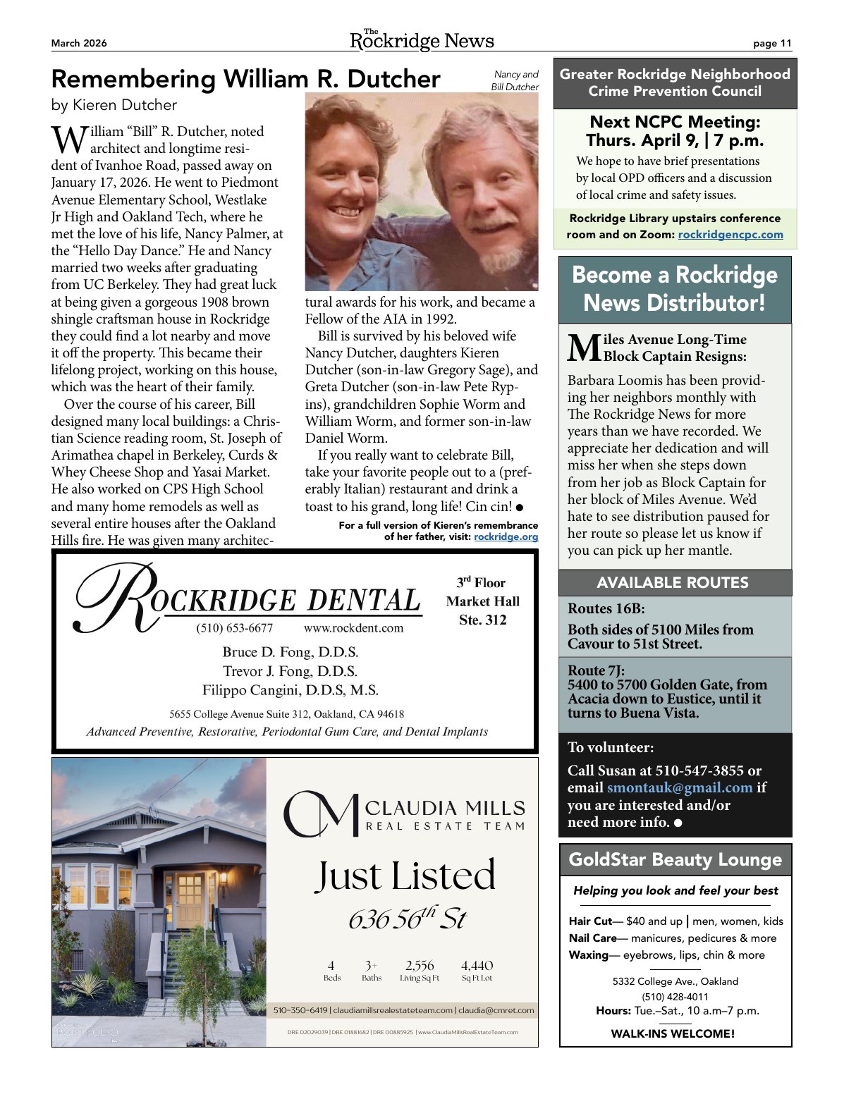 Click to zoom in The Rockridge News, March 2026, page 11