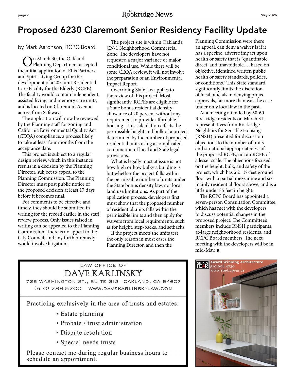 Click to zoom in The Rockridge News, May 2026, page 6