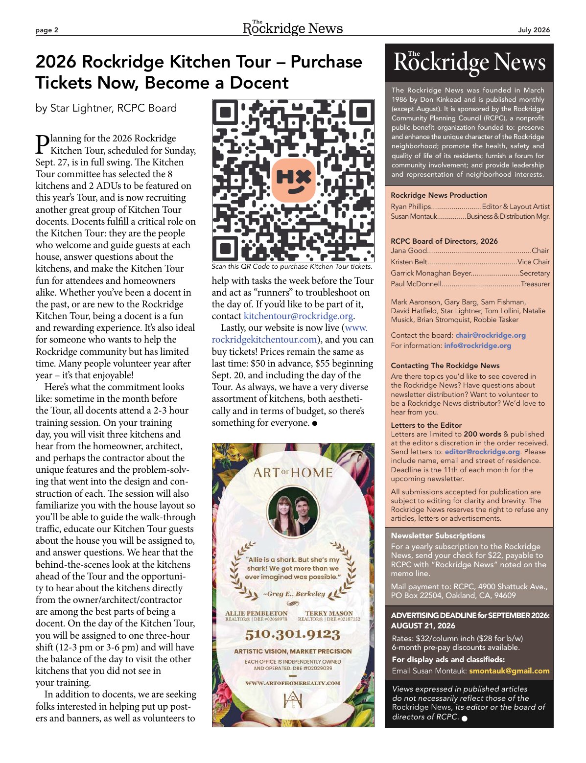 The Rockridge News, July 2026, page 2