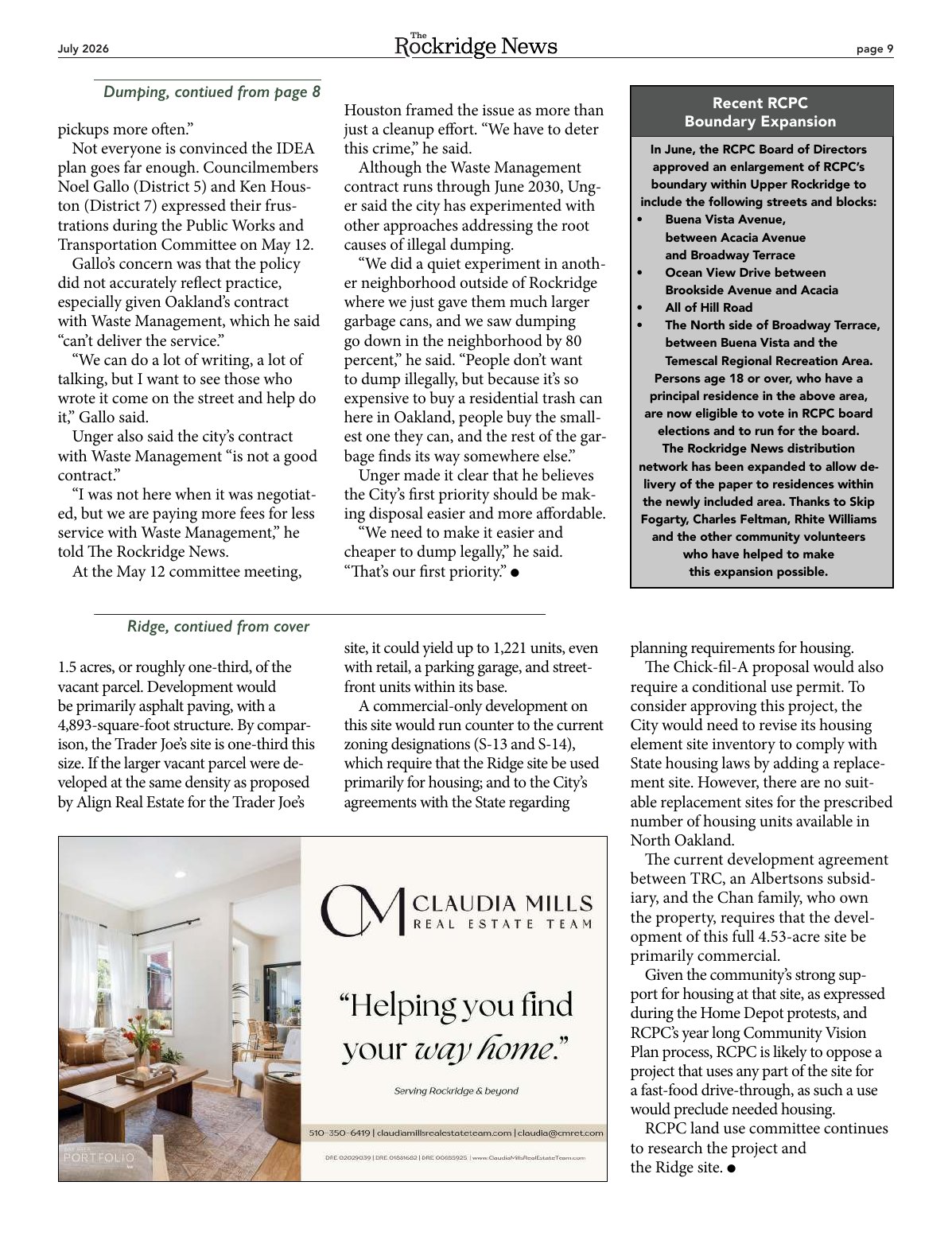 Click to zoom in The Rockridge News, July 2026, page 9