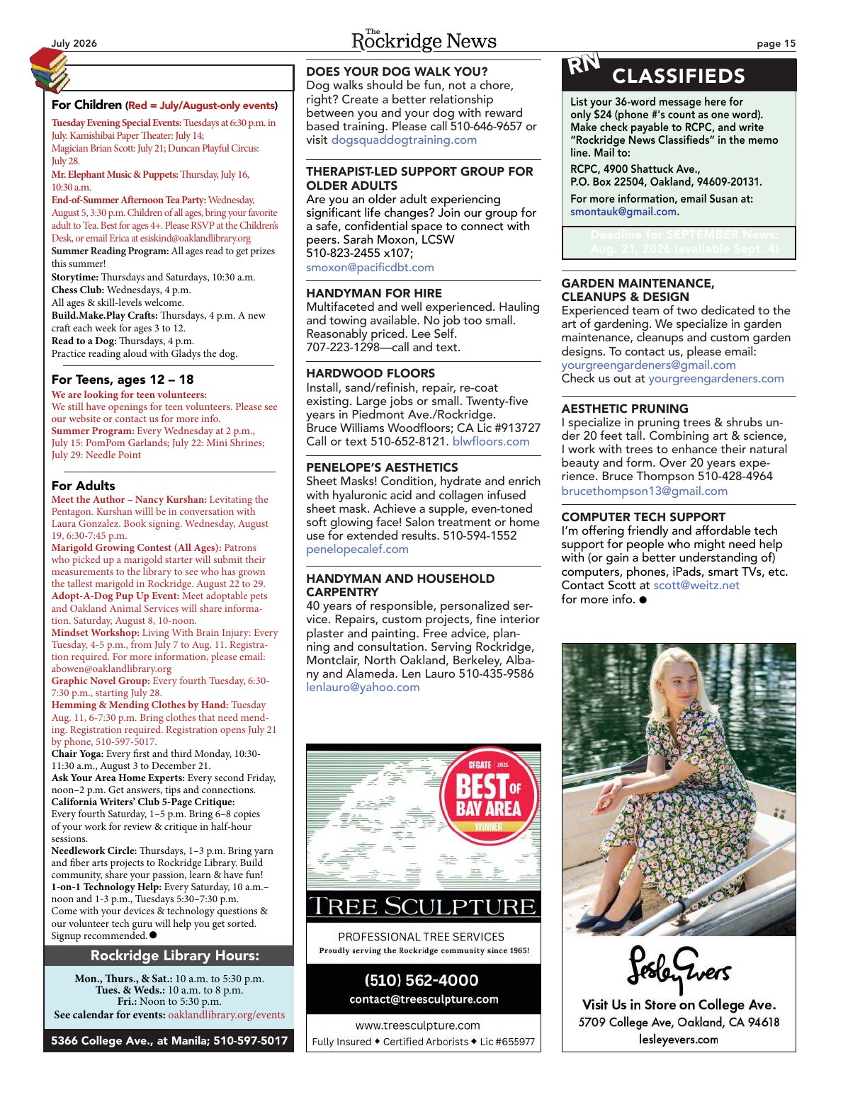 Click to zoom in The Rockridge News, July 2026, page 15
