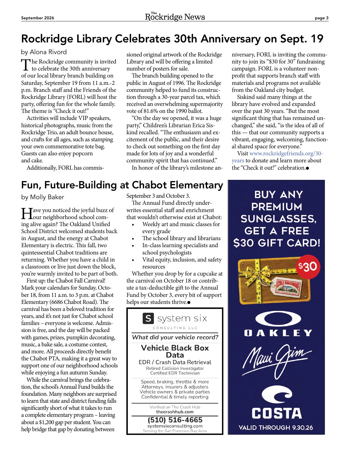 Click to zoom in The Rockridge News, September 2026, page 3
